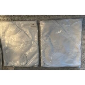 New $44 Petit Ami 100% Pima Cotton White Cross Hooded Blanket - One Size